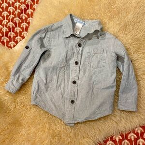 JANIE AND JACK Baby boy linen blend Light Gray Button-Up Shirt